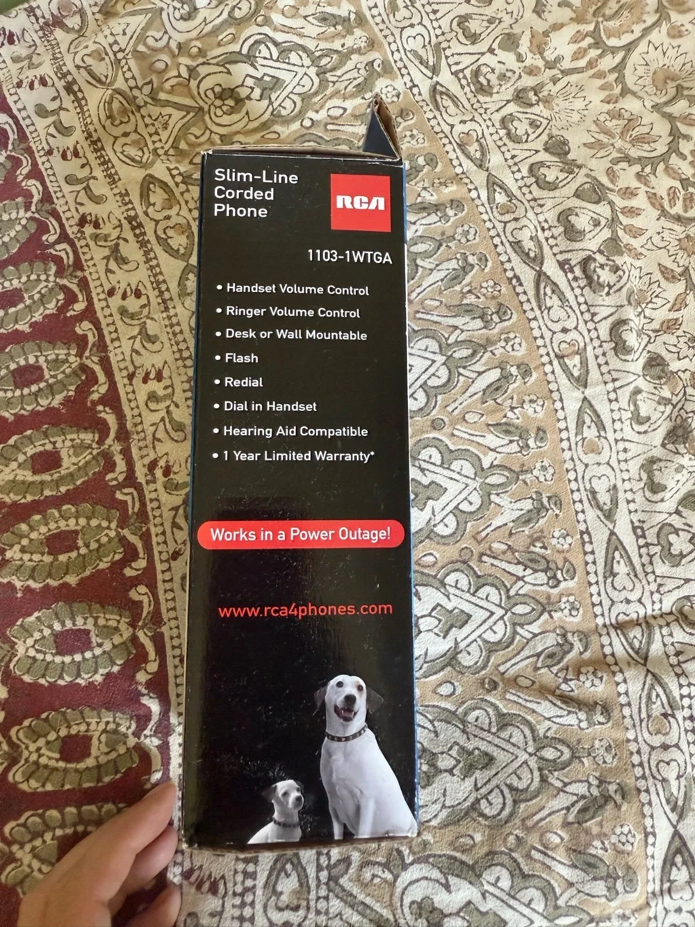 RCA Slim-Line Corded Phone Handset – White